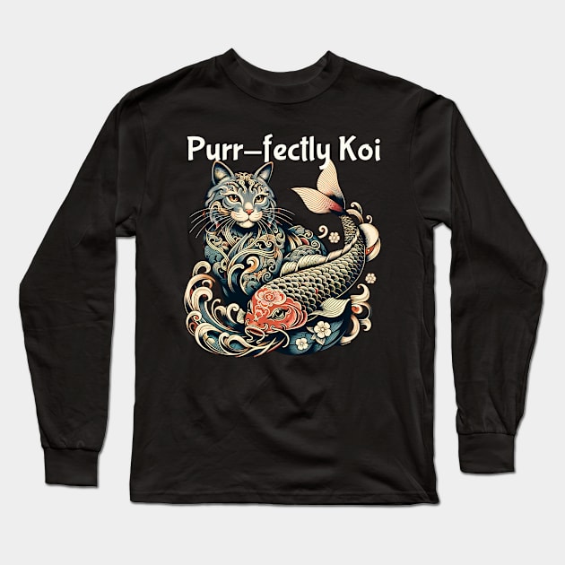 purrfect koi cat Long Sleeve T-Shirt by FnF.Soldier 